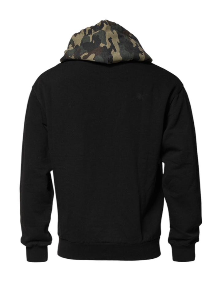Dolce &amp; Gabbana Black Camouflage Hooded Sweatshirt Sweater