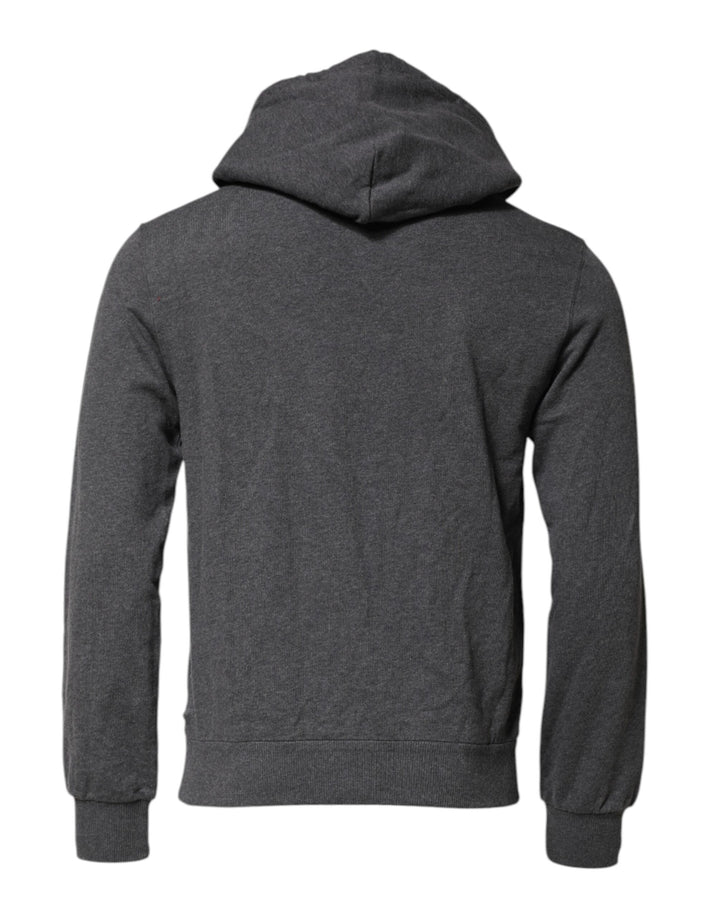 Dolce &amp; Gabbana Gray Logo Patch Hooded Sweatshirt Sweater