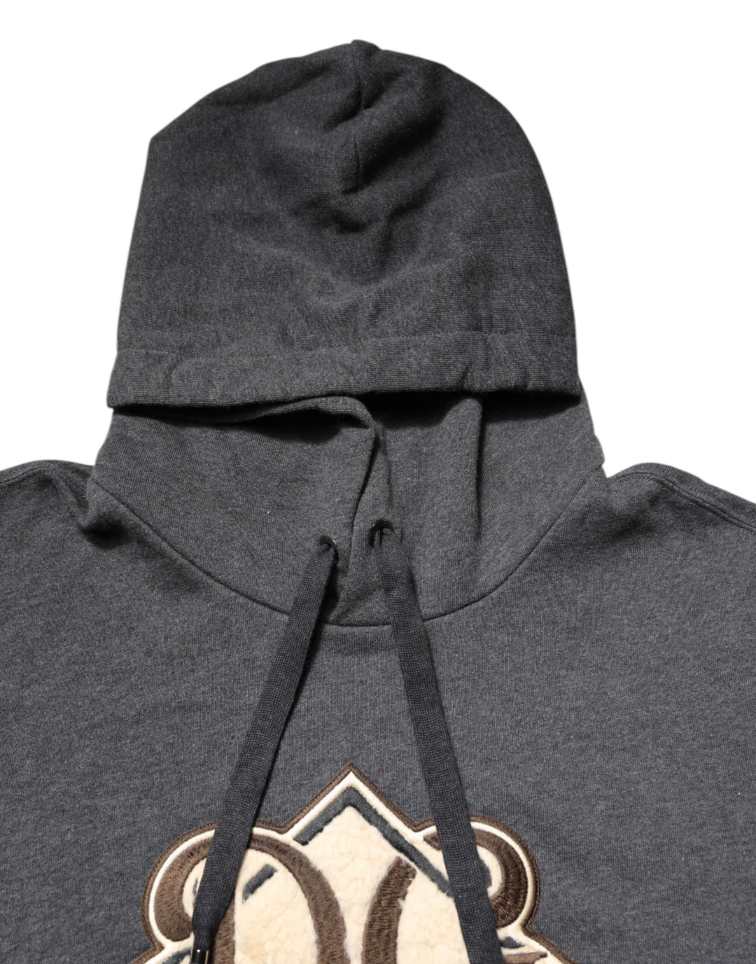 Dolce &amp; Gabbana Gray Logo Patch Hooded Sweatshirt Sweater