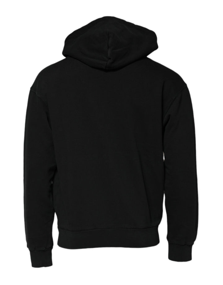 Dolce &amp; Gabbana Black Logo Full Zip Hooded Men Sweatshirt Sweater