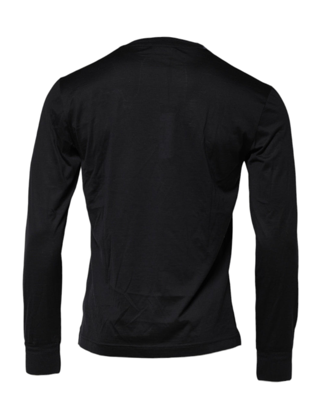 Dolce &amp; Gabbana Dark Blue Silk Crew Neck Men Pullover Sweater