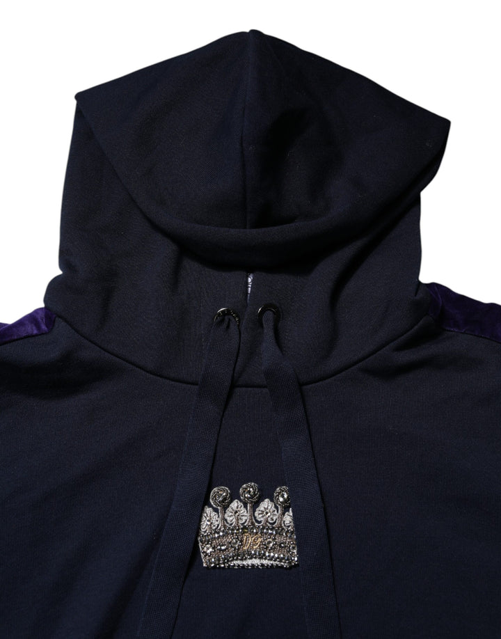 Dolce &amp; Gabbana Black Crown Cotton Hooded Sweatshirt Sweater