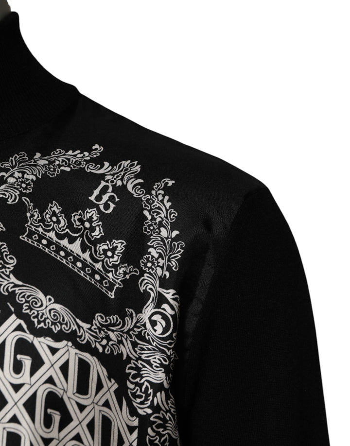 Dolce &amp; Gabbana Black White Bandana Print Full Zip Sweater