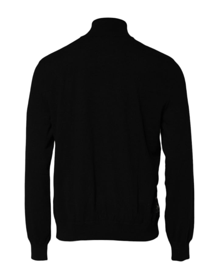 Dolce &amp; Gabbana Black White Bandana Print Full Zip Sweater