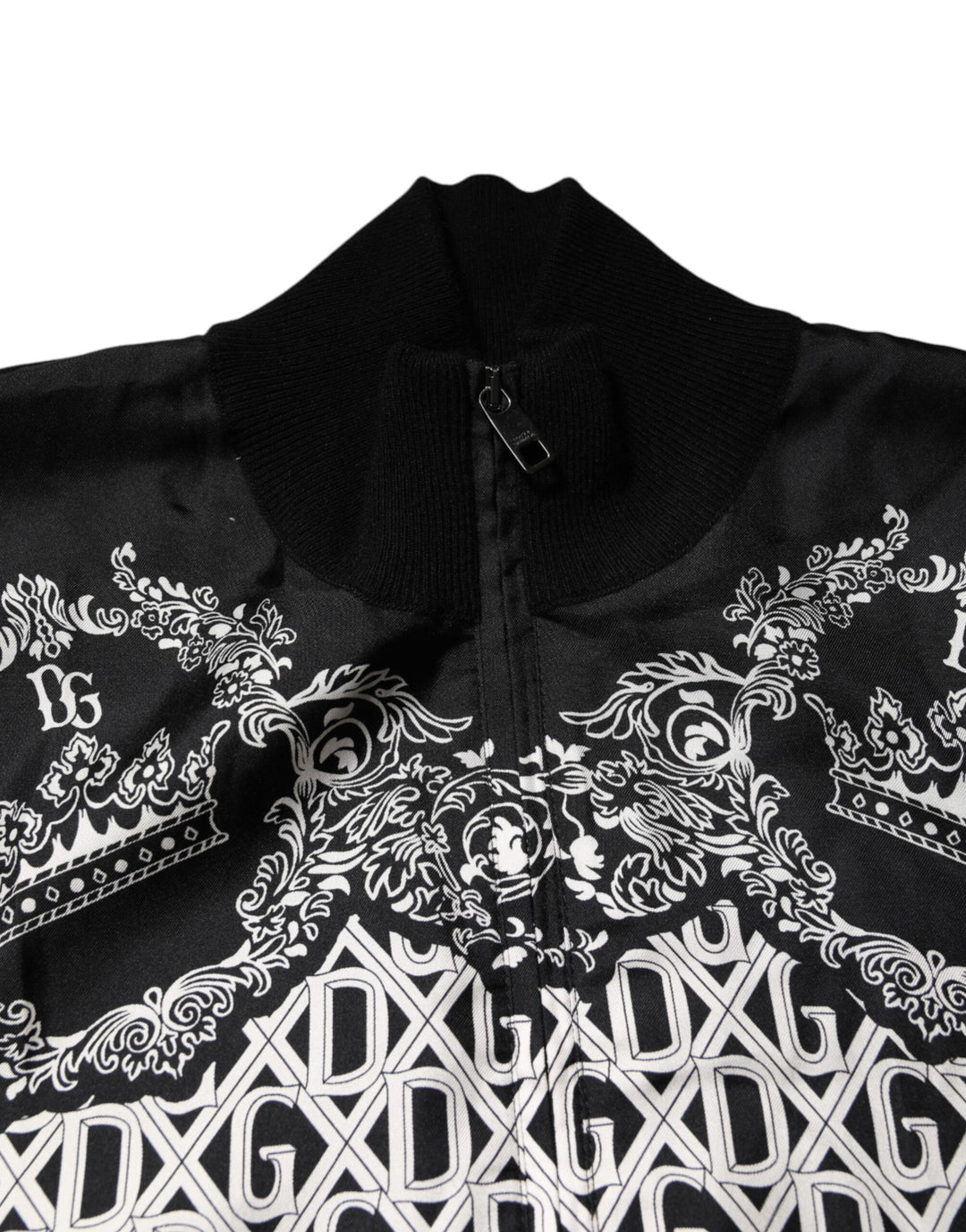 Dolce &amp; Gabbana Black White Bandana Print Full Zip Sweater