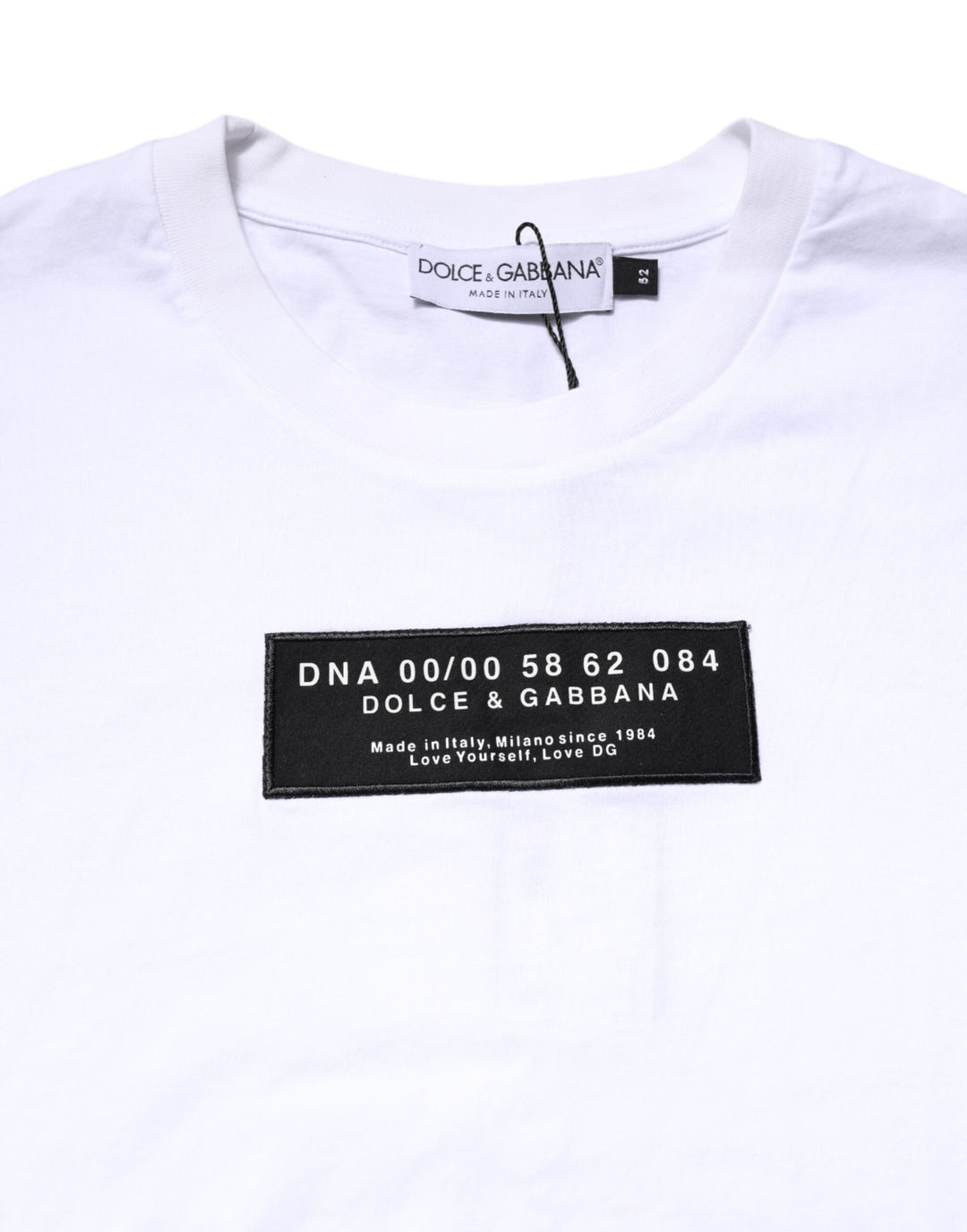Dolce &amp; Gabbana White Cotton Logo Patch Crew Neck T-shirt