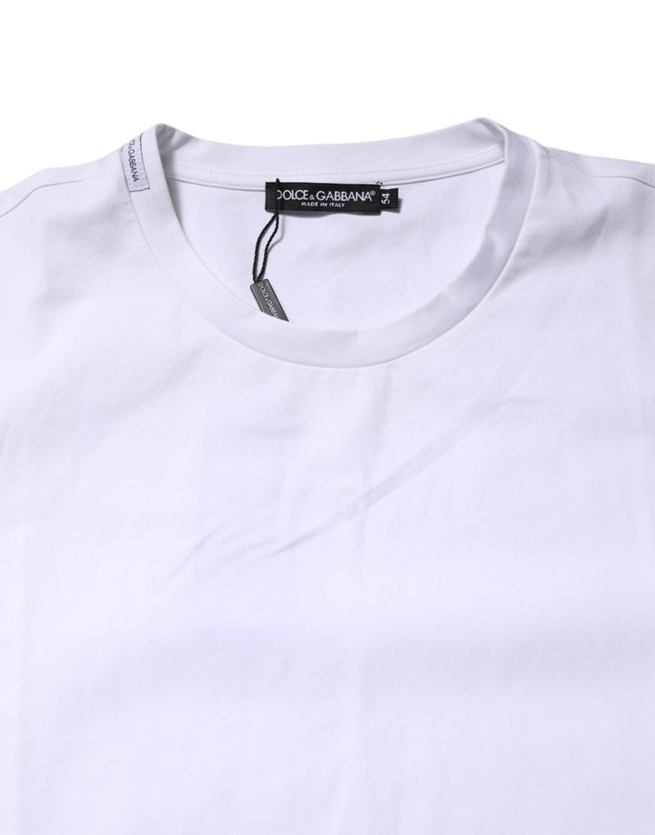Dolce &amp; Gabbana White Cotton Short Sleeves Crew Neck T-shirt