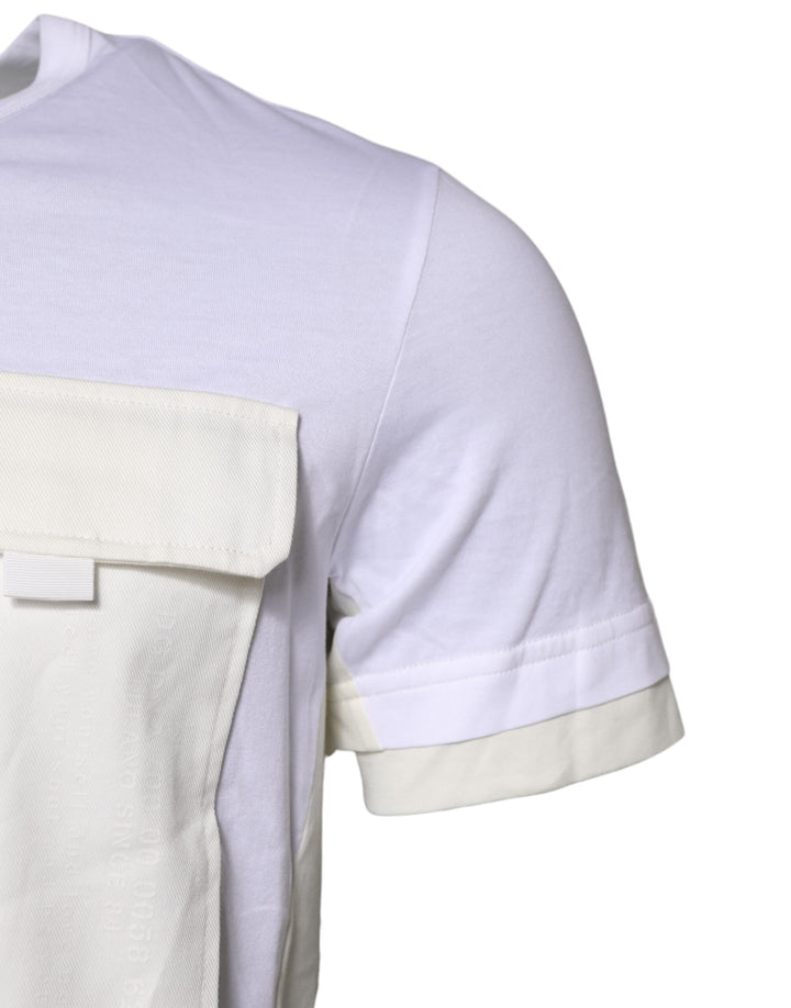 Dolce &amp; Gabbana White Cotton Pocket Short Sleeves T-shirt
