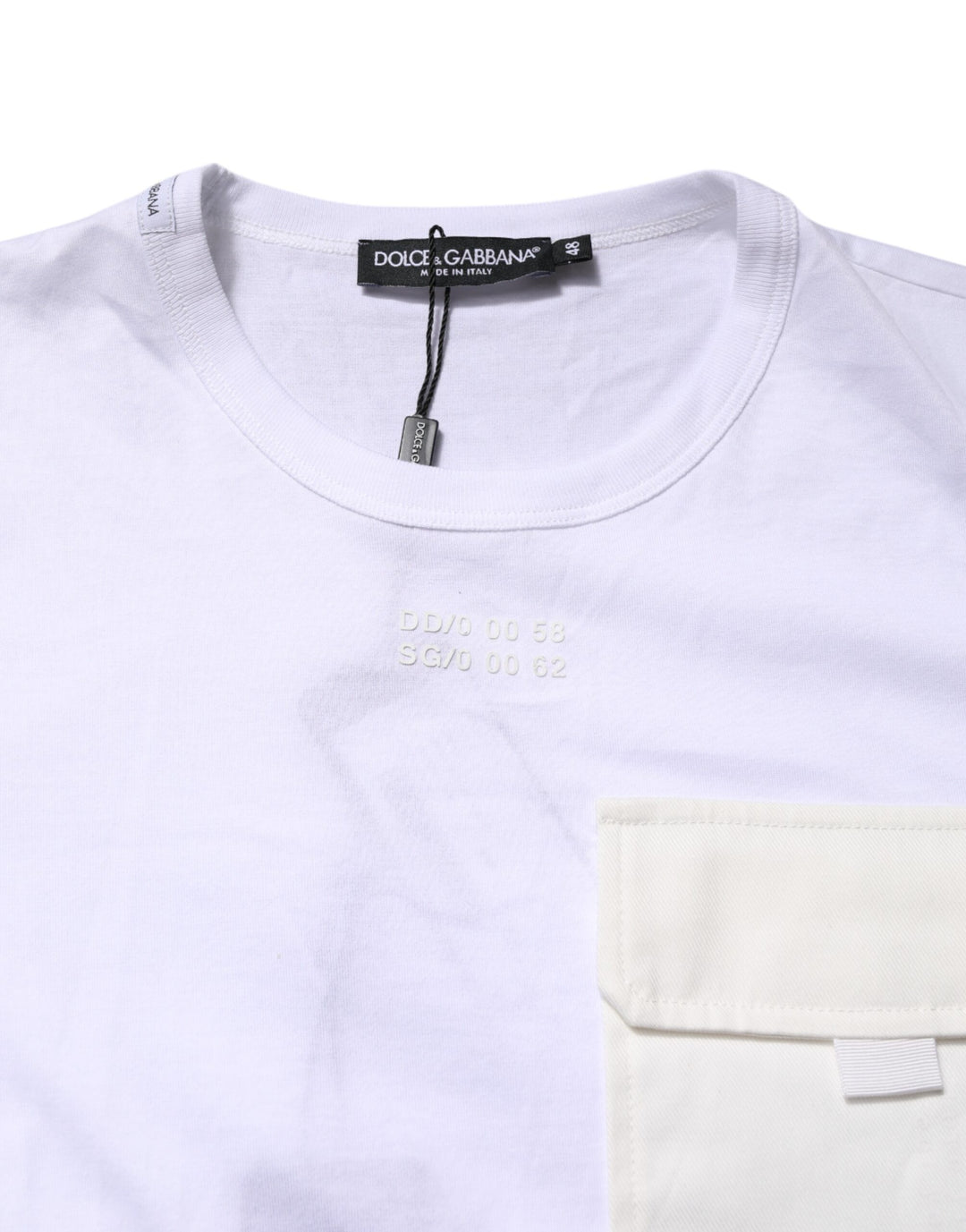 Dolce &amp; Gabbana White Cotton Pocket Short Sleeves T-shirt