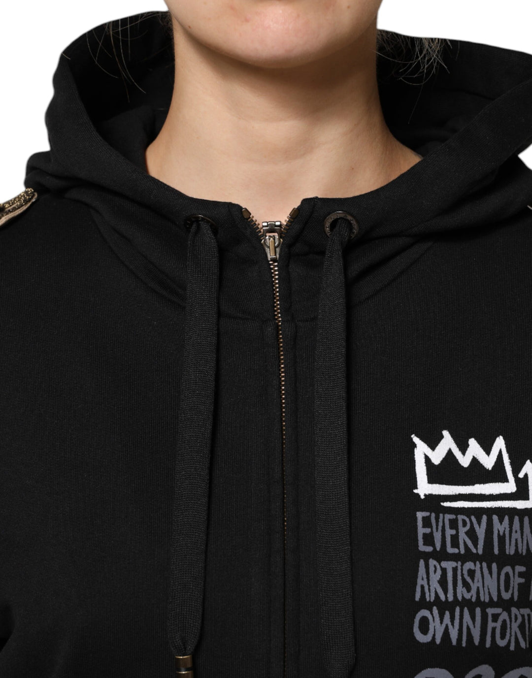 Dolce &amp; Gabbana Black Logo Hooded Full Zip Sweatshirt Jacket
