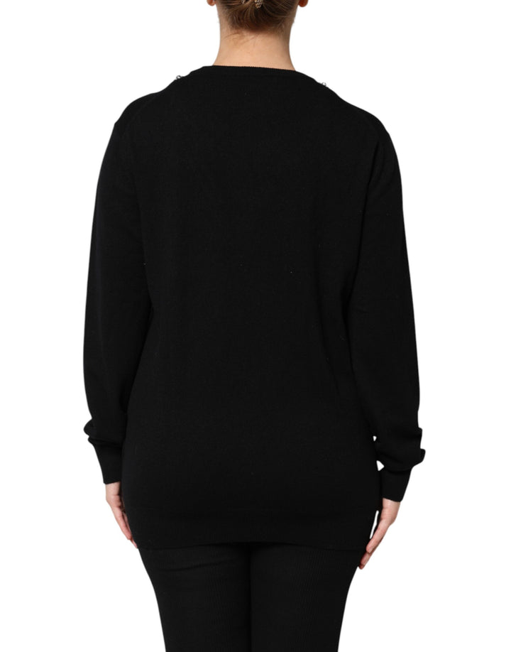 Dolce &amp; Gabbana Black Cashmere Crystal Embellished Sweater