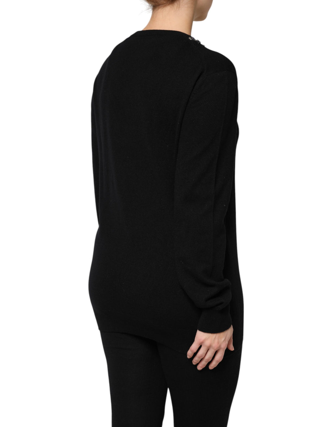 Dolce &amp; Gabbana Black Cashmere Crystal Embellished Sweater