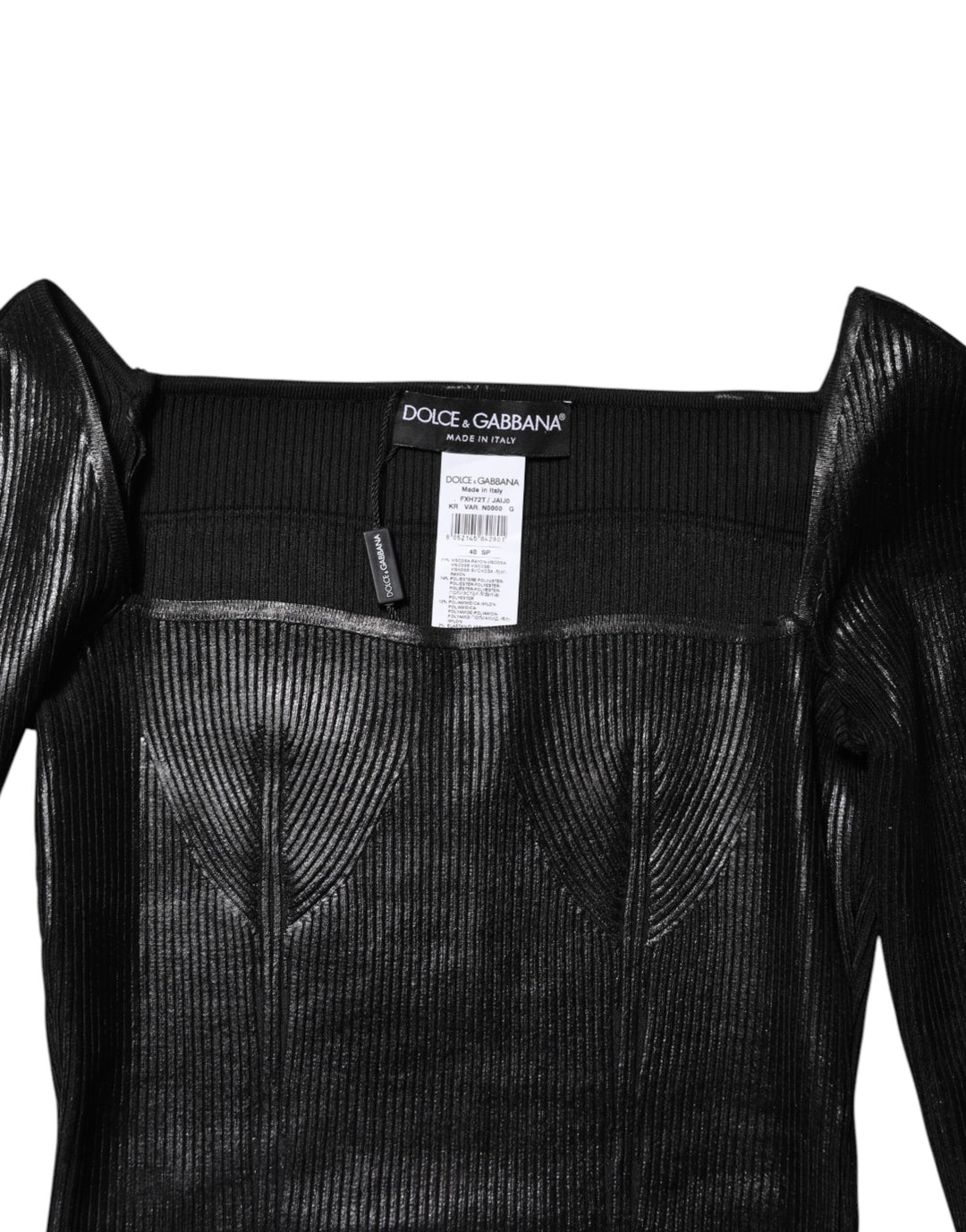 Dolce &amp; Gabbana Black Viscose Long Sleeves Fitted Blouse Top