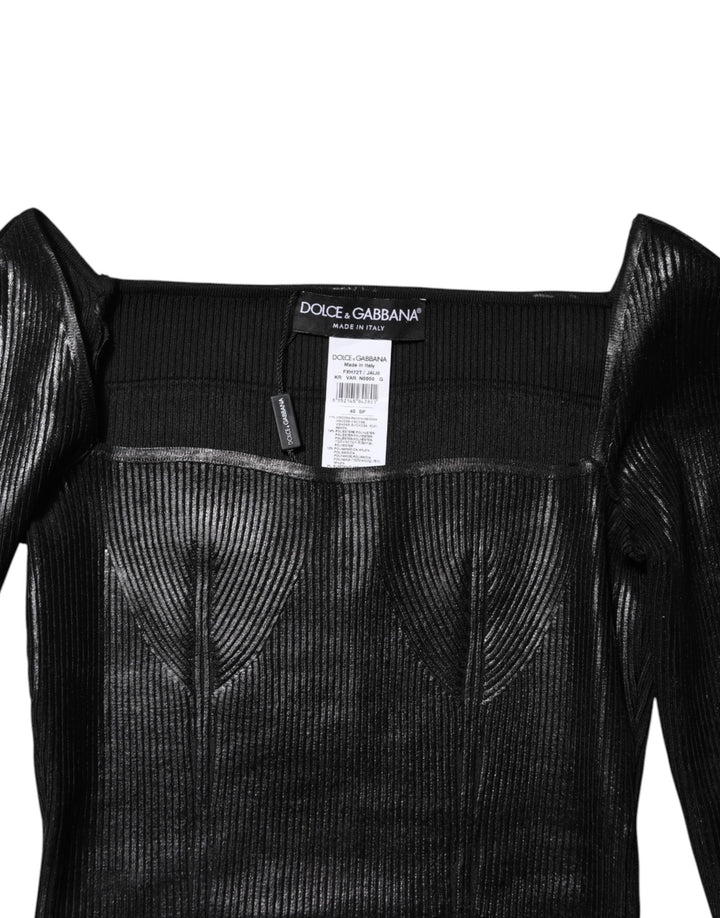 Dolce &amp; Gabbana Black Viscose Long Sleeves Fitted Blouse Top