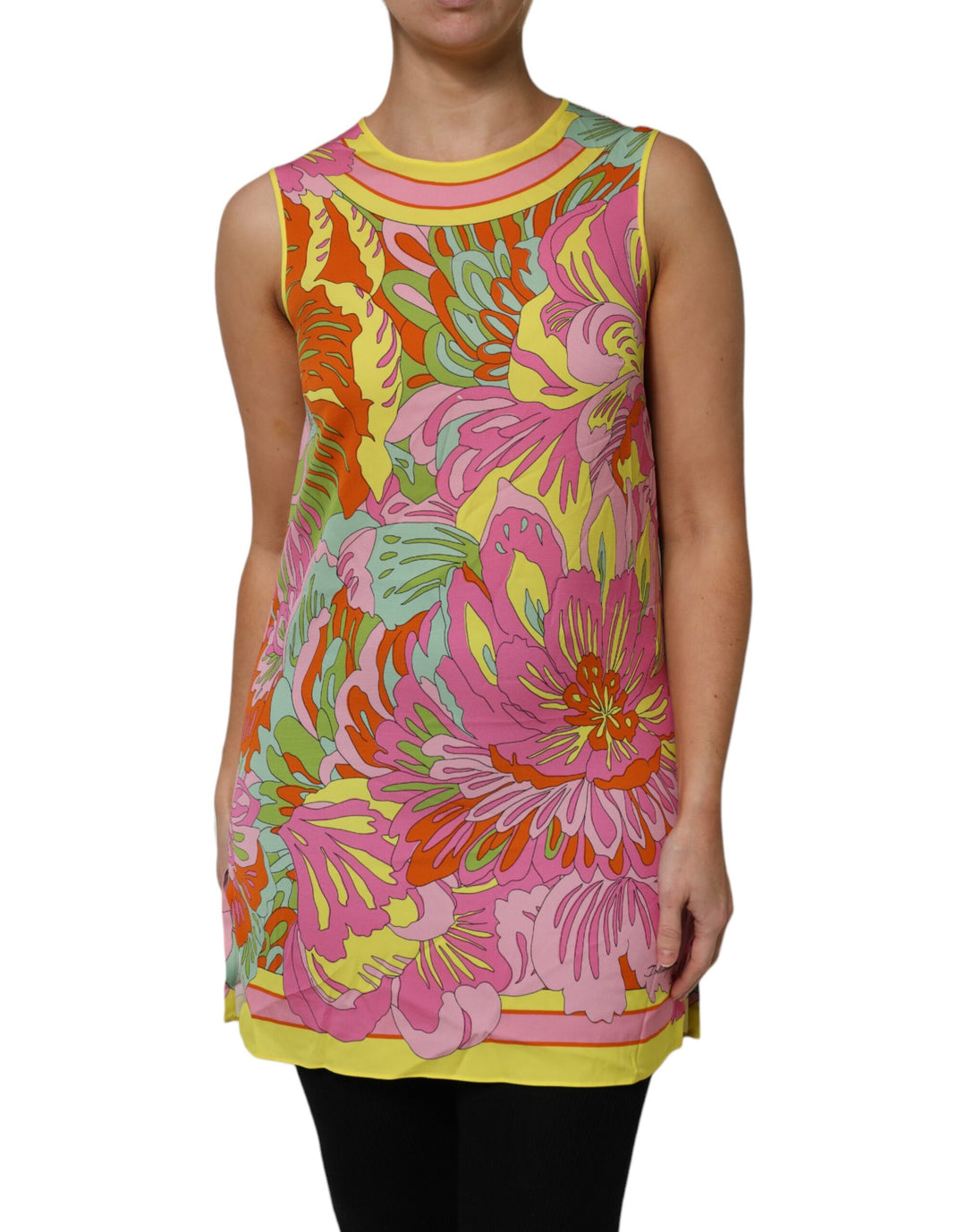Dolce &amp; Gabbana Multicolor Floral Roundneck Sleeveless Top
