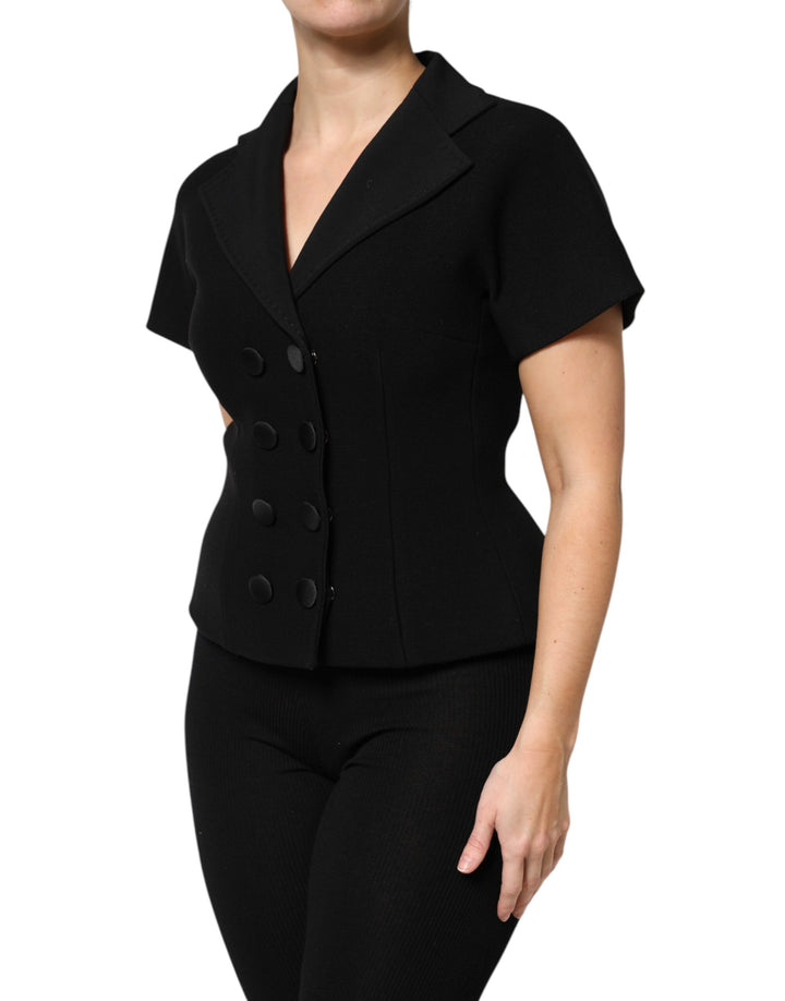 Dolce &amp; Gabbana Black Wool Double Breasted Coat Jacket