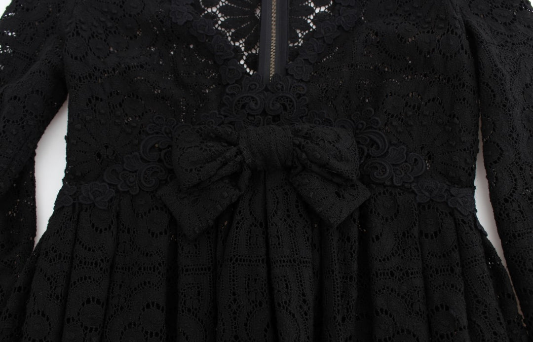 Dolce &amp; Gabbana Black Ricamo Knitted Full Length Maxi Dress women’s dress