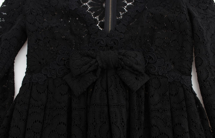 Dolce &amp; Gabbana Black Ricamo Knitted Full Length Maxi Dress women’s dress