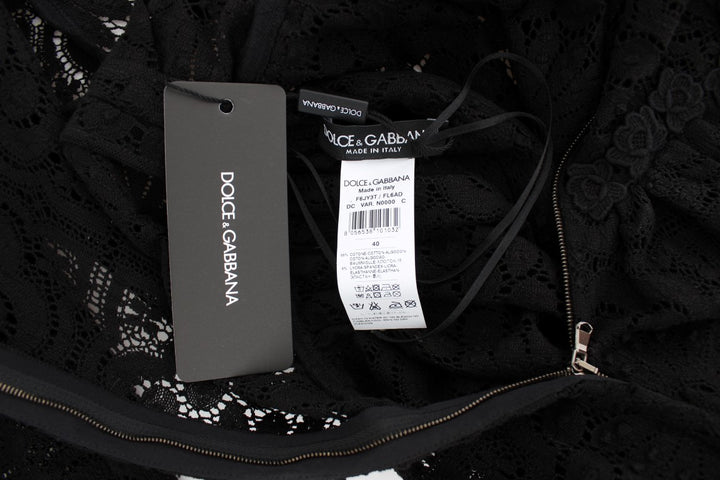 Dolce &amp; Gabbana Black Ricamo Knitted Full Length Maxi Dress women’s dress