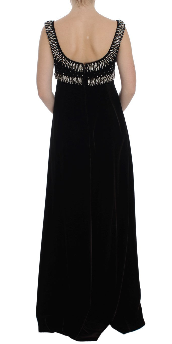 Dolce &amp; Gabbana Brown Velvet Crystal Sheath Gown Dress women’s dress
