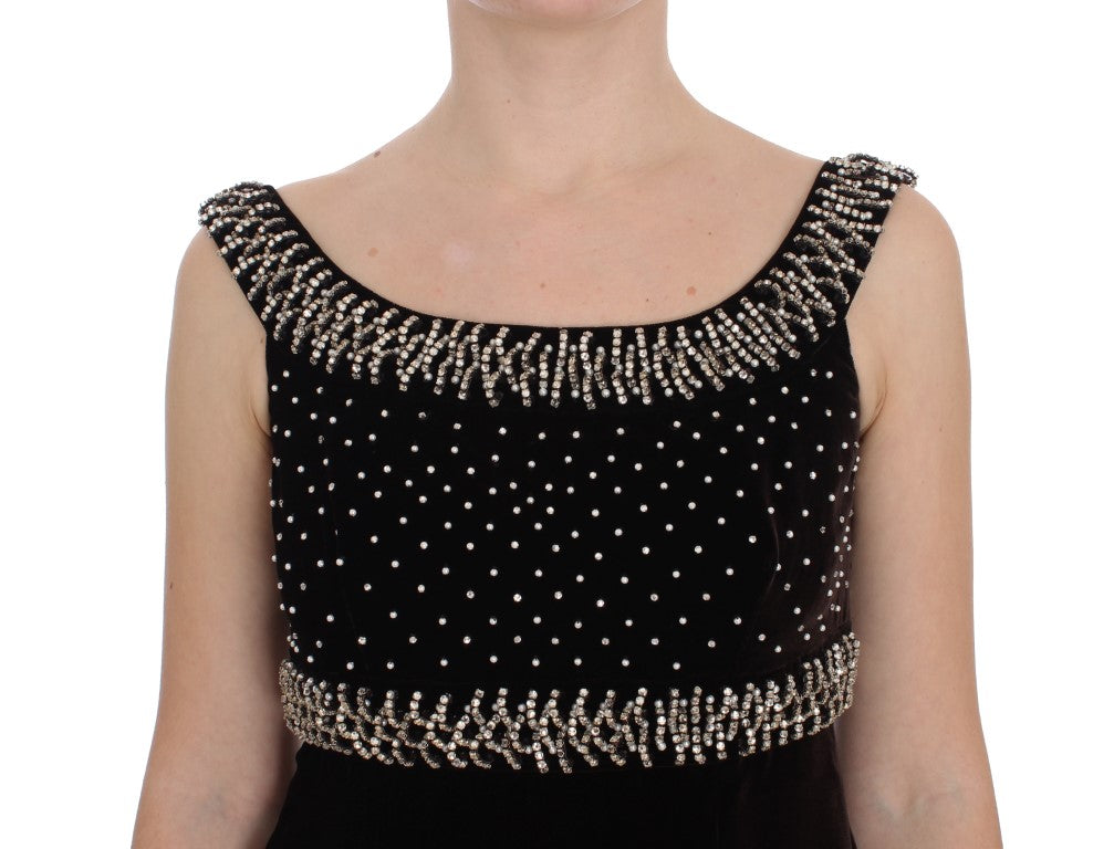 Dolce &amp; Gabbana Brown Velvet Crystal Sheath Gown Dress women’s dress