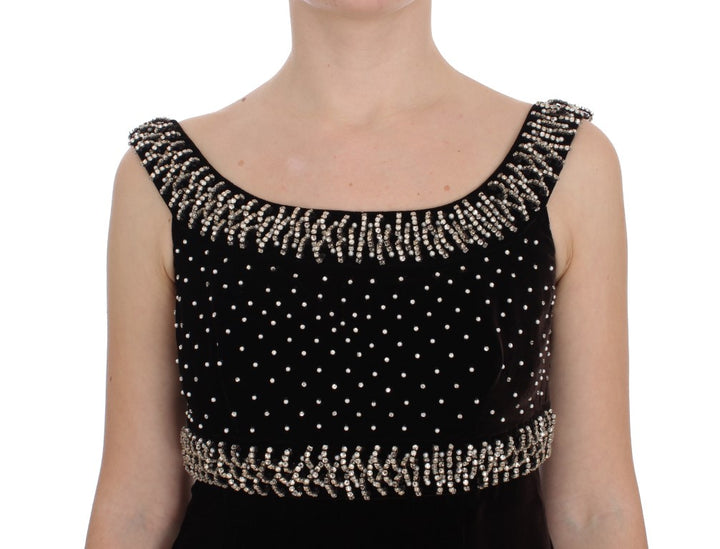 Dolce &amp; Gabbana Brown Velvet Crystal Sheath Gown Dress women’s dress