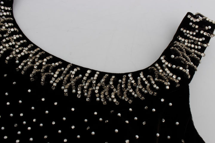 Dolce &amp; Gabbana Brown Velvet Crystal Sheath Gown Dress women’s dress
