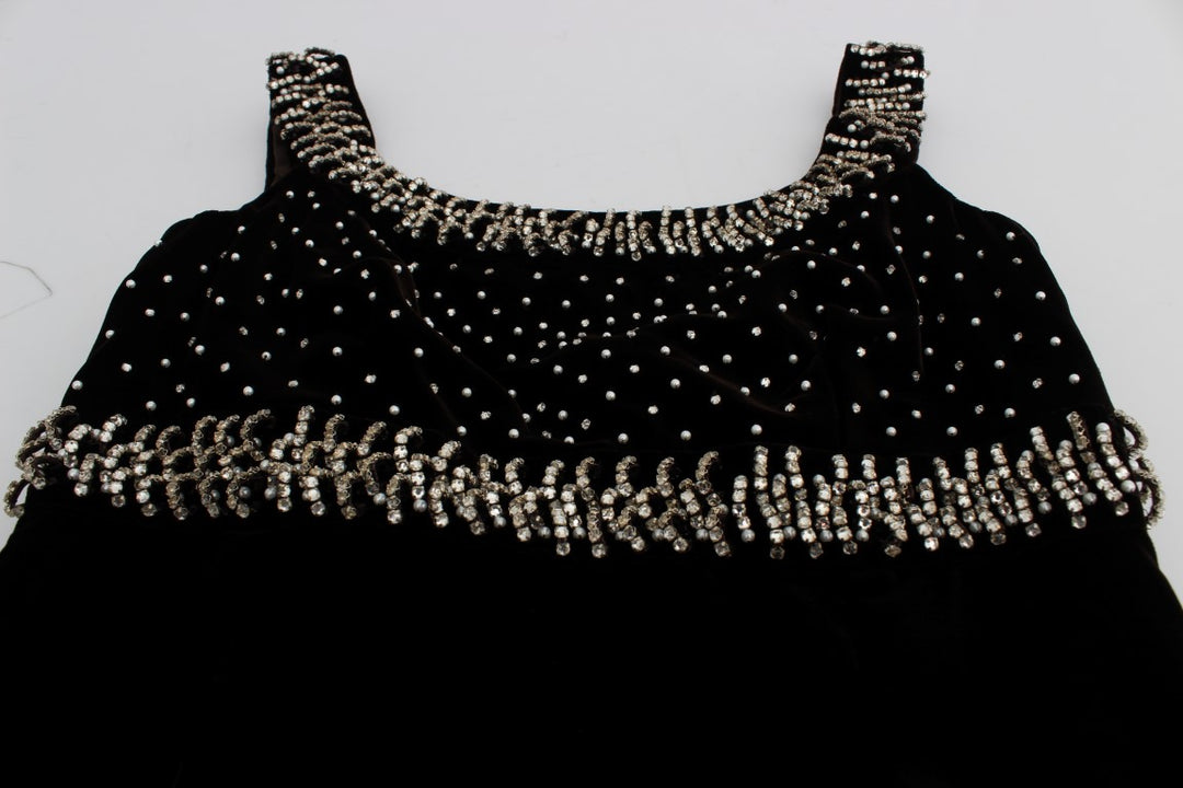 Dolce &amp; Gabbana Brown Velvet Crystal Sheath Gown Dress women’s dress