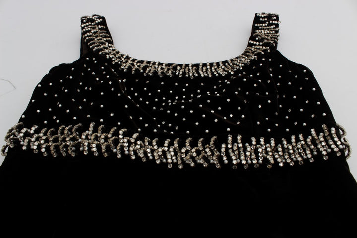 Dolce &amp; Gabbana Brown Velvet Crystal Sheath Gown Dress women’s dress