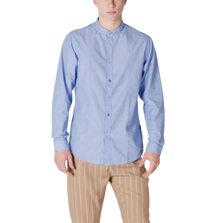 Gianni Lupo Blue Cotton Shirt