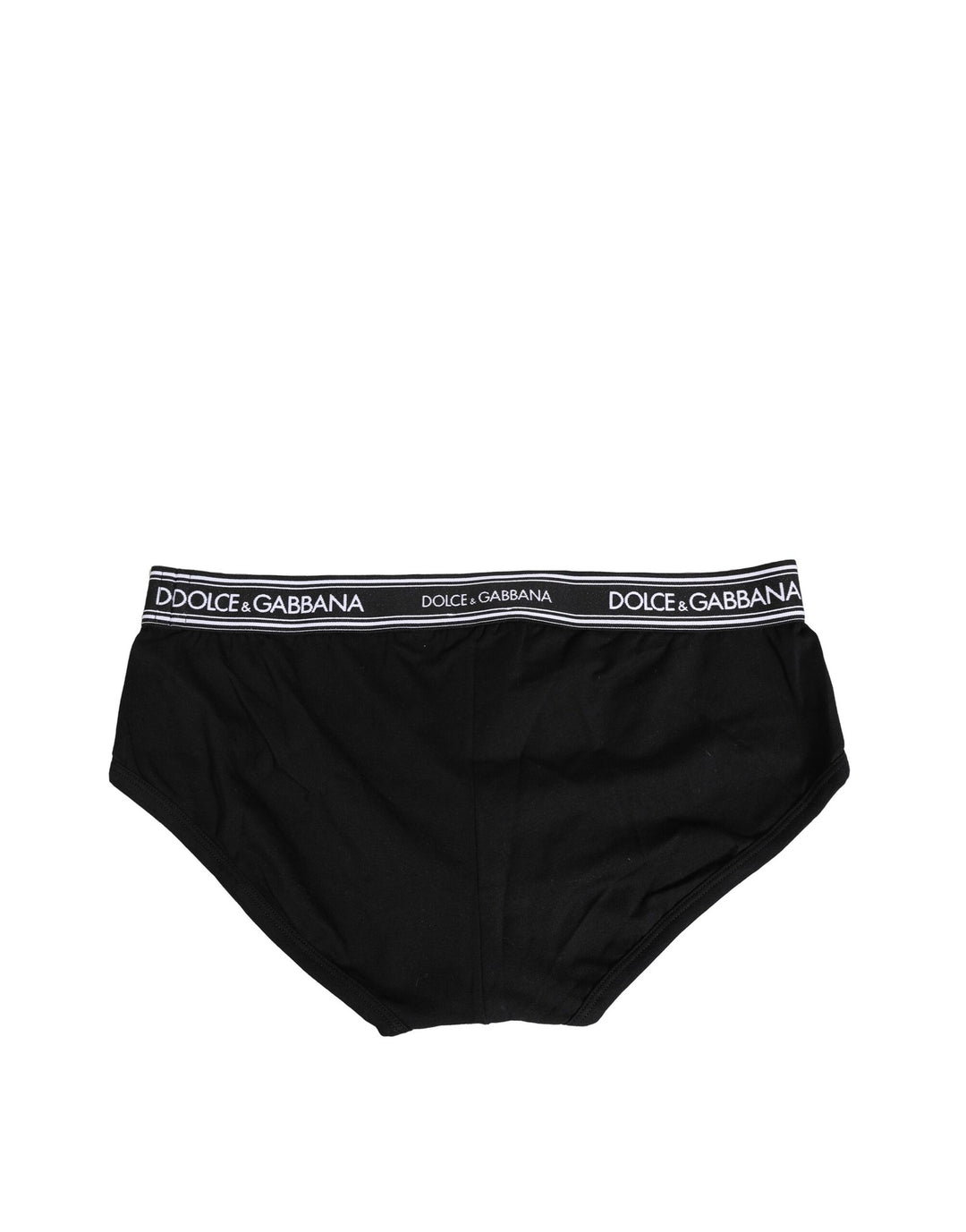 Dolce &amp; Gabbana Black Cotton Stretch Logo Print Brief Underwear