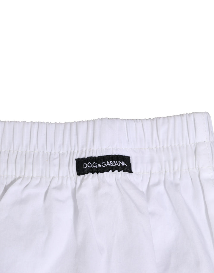 Dolce &amp; Gabbana White Cotton Regular Boxer Shorts Underwear
