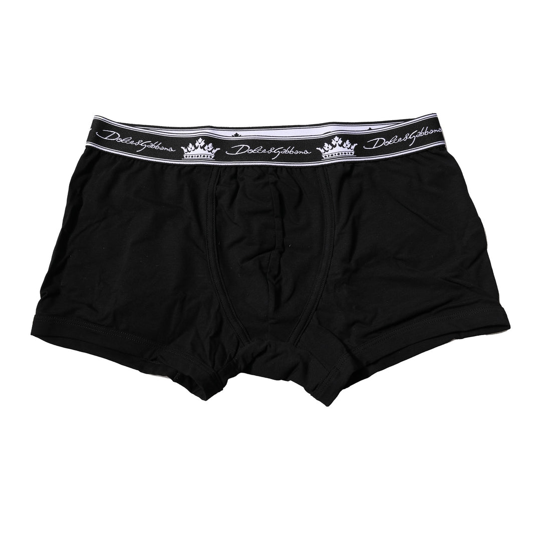 Dolce &amp; Gabbana Black Cotton Stretch Regular Boxer Underwear