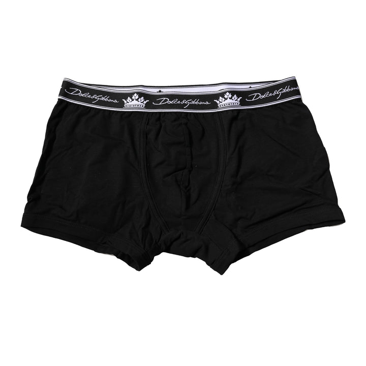 Dolce &amp; Gabbana Black Cotton Stretch Regular Boxer Underwear