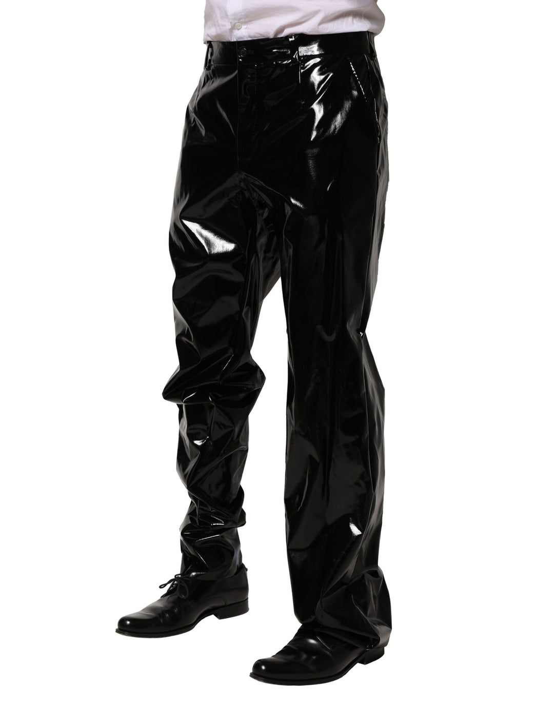Dolce &amp; Gabbana Black Nylon Straight Men Pants