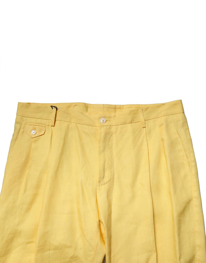 Dolce & Gabbana Yellow Flax Tapered Dress Men Pants