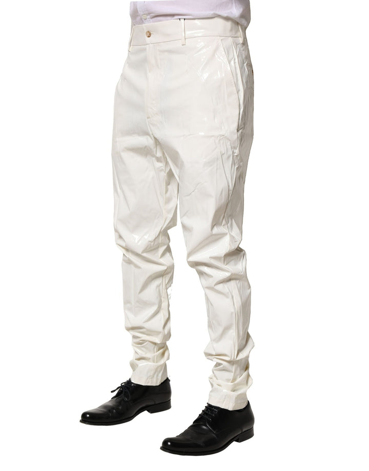 Dolce &amp; Gabbana White Nylon Tapered Dress Men Pants