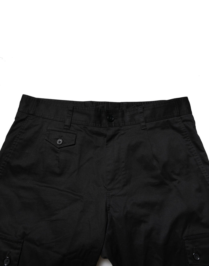 Dolce &amp; Gabbana Black Cotton Dress Slim Formal Pants
