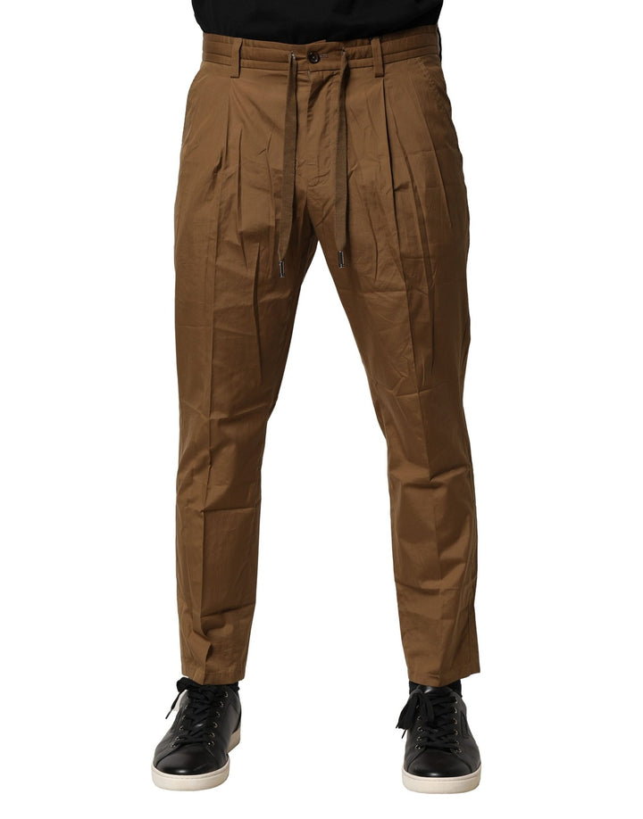 Dolce &amp; Gabbana Brown Cotton Chino Mid Waist Men Pants