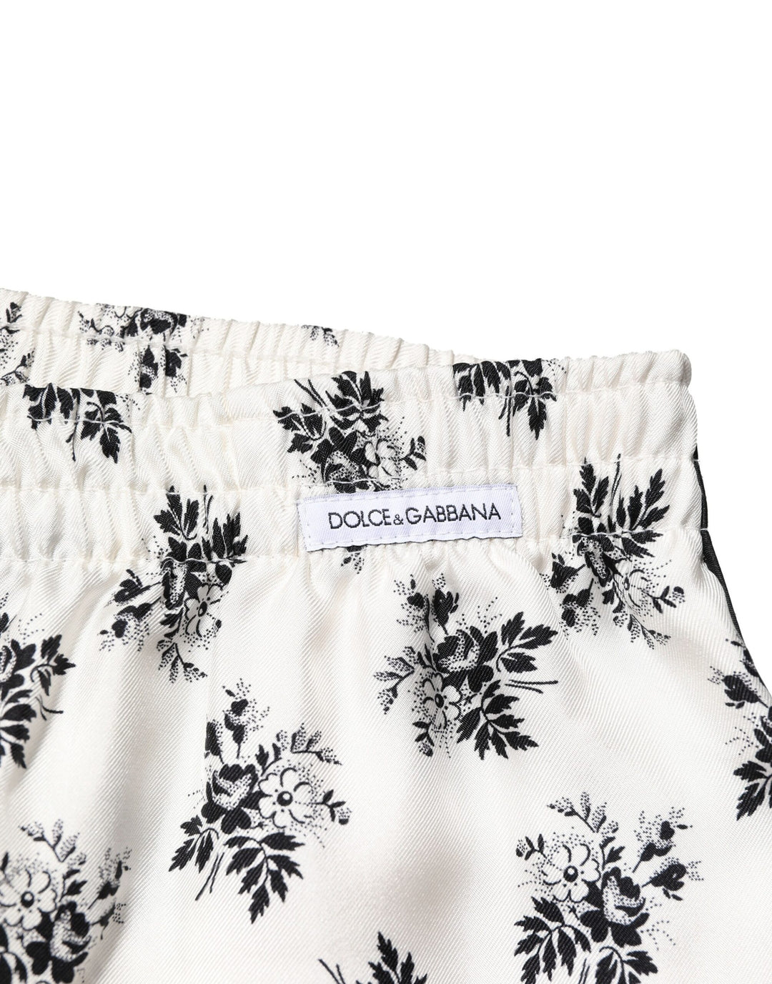 Dolce &amp; Gabbana White Floral Silk Casual Lounge Pants