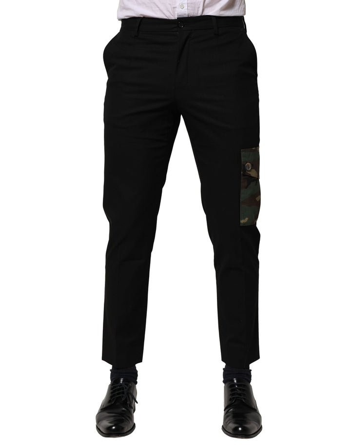 Dolce &amp; Gabbana Black Cotton Cargo Dress Men Pants