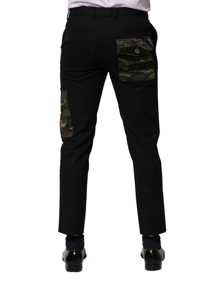 Dolce &amp; Gabbana Black Cotton Cargo Dress Men Pants