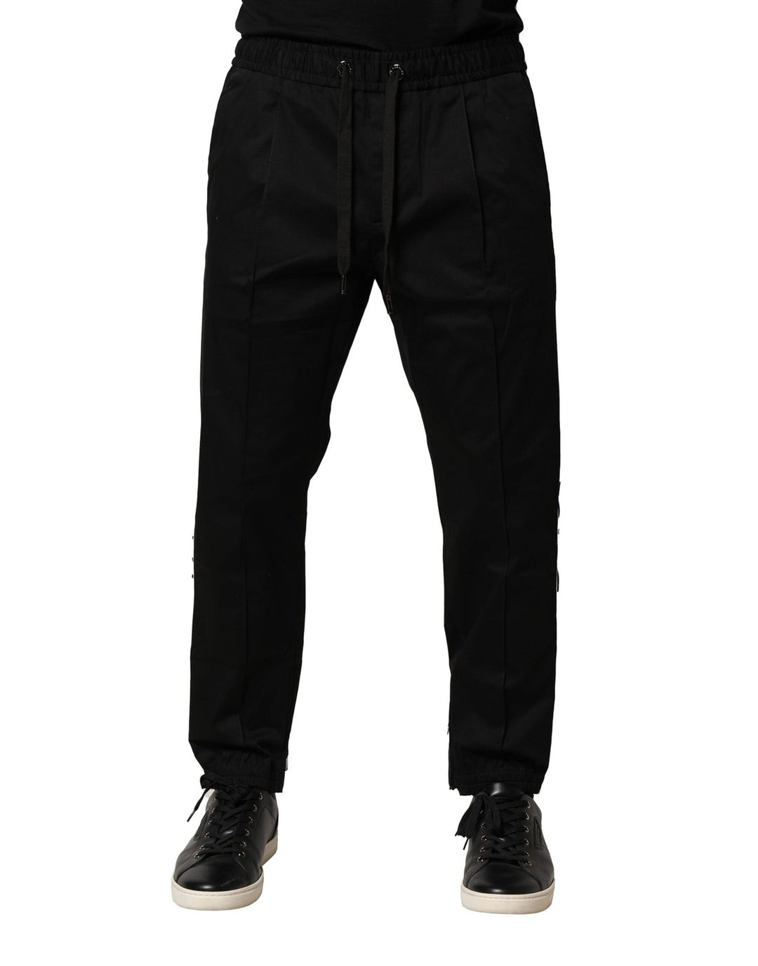 Dolce &amp; Gabbana Black Cotton Mid Waist Jogger Pants