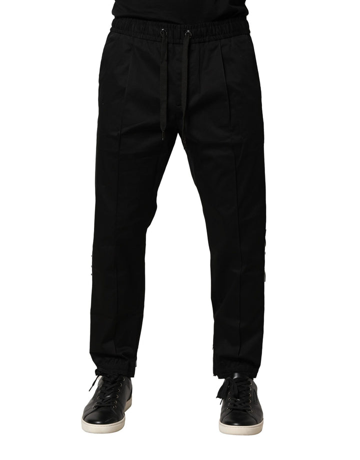 Dolce &amp; Gabbana Black Cotton Mid Waist Jogger Pants