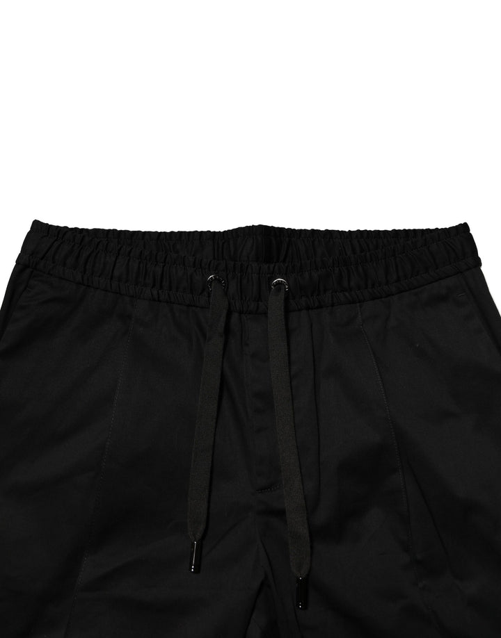 Dolce &amp; Gabbana Black Cotton Mid Waist Jogger Pants