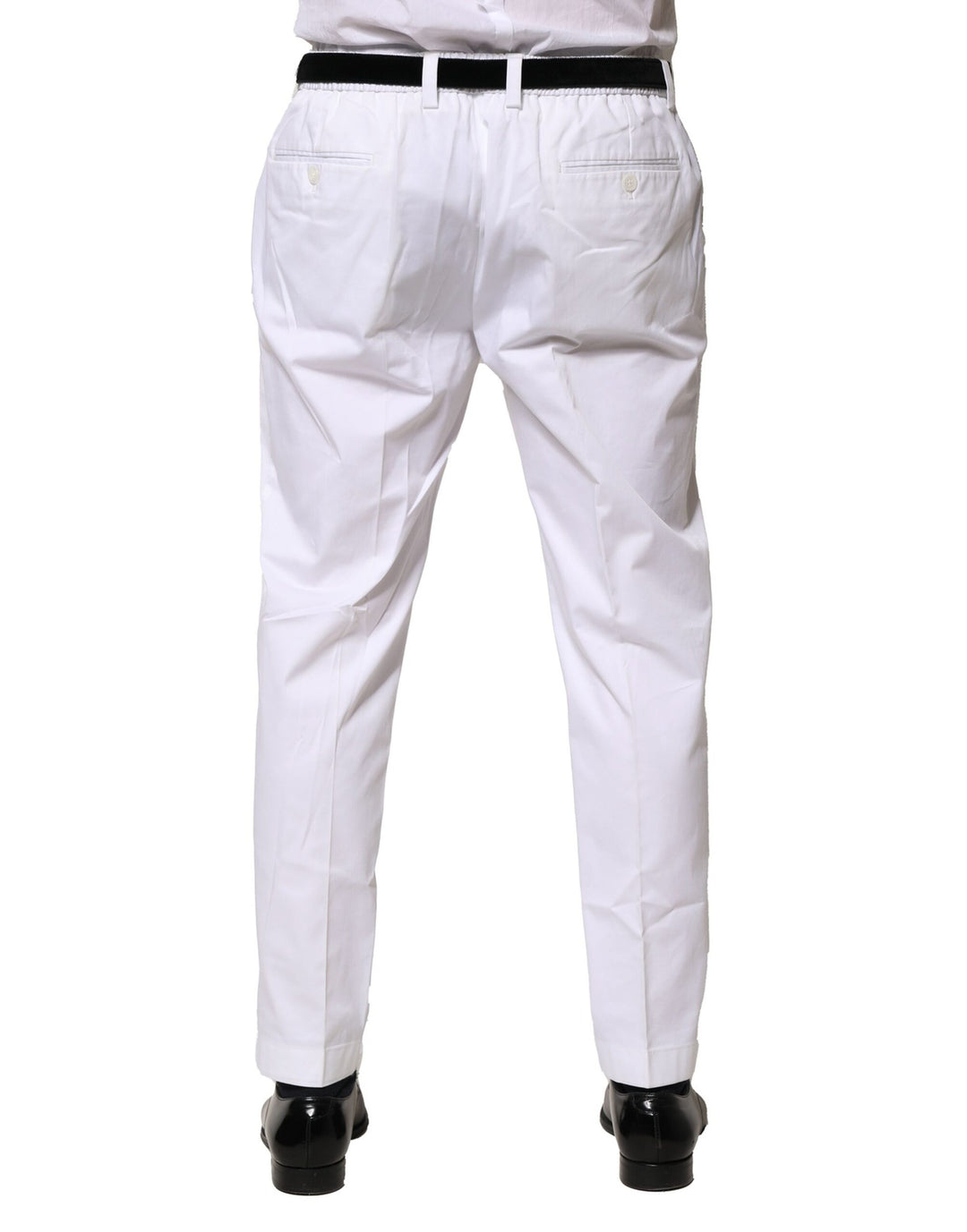 Dolce &amp; Gabbana White Cotton Dress Slim Formal Pants