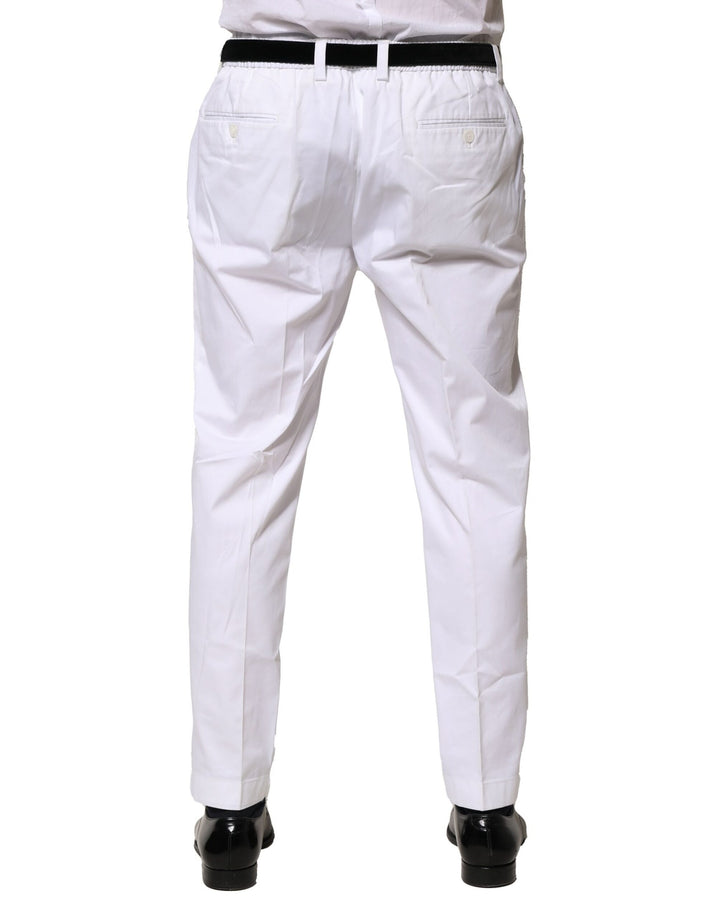Dolce &amp; Gabbana White Cotton Dress Slim Formal Pants