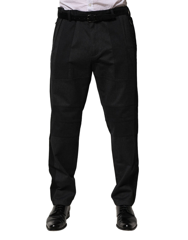Dolce &amp; Gabbana Black Cotton Dress Slim Formal Pants