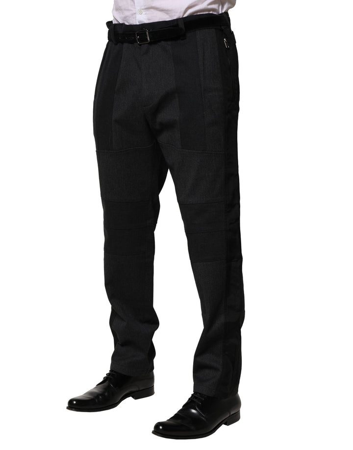 Dolce &amp; Gabbana Black Cotton Dress Slim Formal Pants