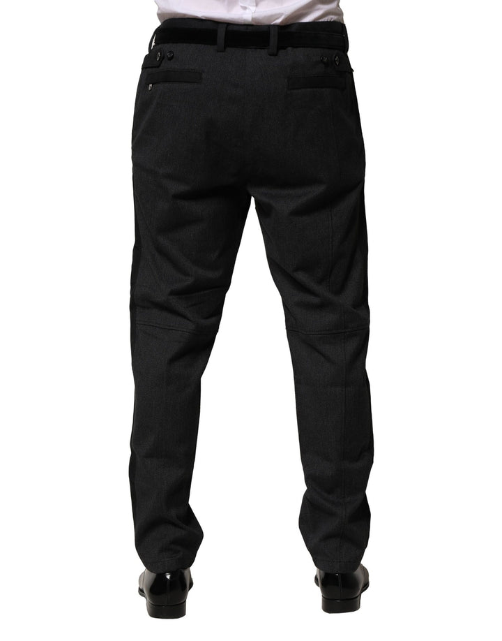 Dolce &amp; Gabbana Black Cotton Dress Slim Formal Pants